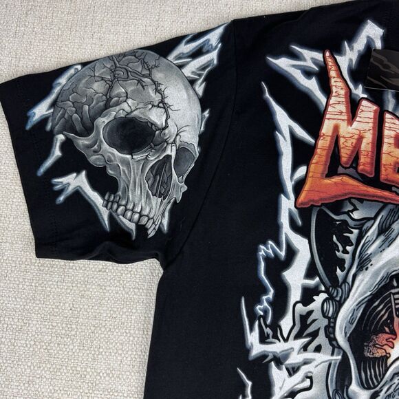 Metallica Skull Graphic T-Shirt Mens XL Double Sided Rock Band Rock@Tees NWT - Picture 3 of 12